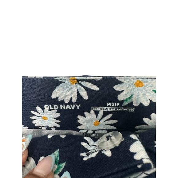 Old Navy Blue Floral Print Plus Career Office Work Business Pixie Pants Size 20 - Picture 4 of 13